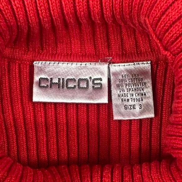 Chico’s Red Ribbed Turtleneck Sweater Tank - Picture 3 of 5